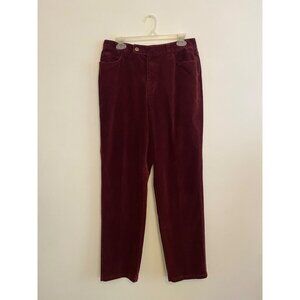 Vintage Liz Claiborne Women's Burgundy Corduroy Pants Size 12 Mid-Rise Straight
